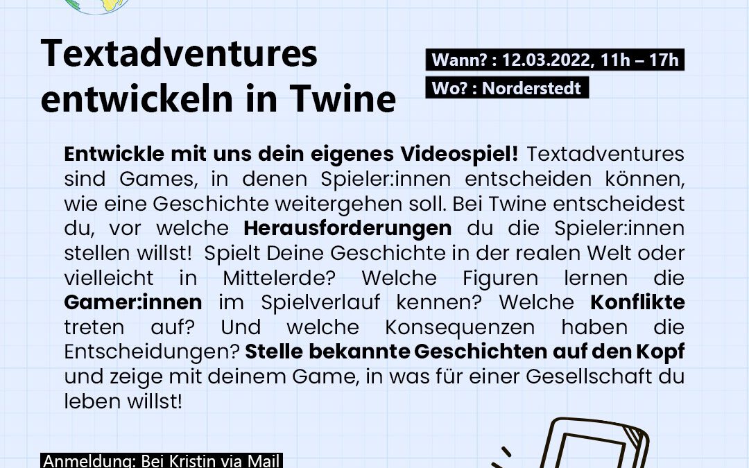 WeltWEGe Game Jam! Twine-Workshop in Norderstedt